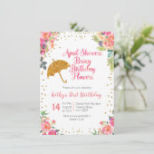 April Douches Breng Verjaardag Bloemen 1e verjaard Kaart (Staand voorkant)