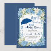 April douches brengen mei bloemen blauwe paraplu kaart (Voorkant / Achterkant)