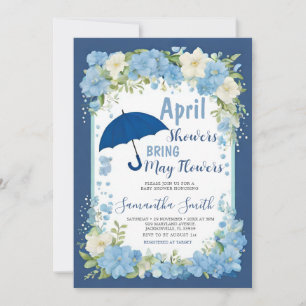 April douches brengen mei bloemen blauwe paraplu kaart
