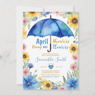 April douches brengen mei bloemen blauwe paraplu kaart