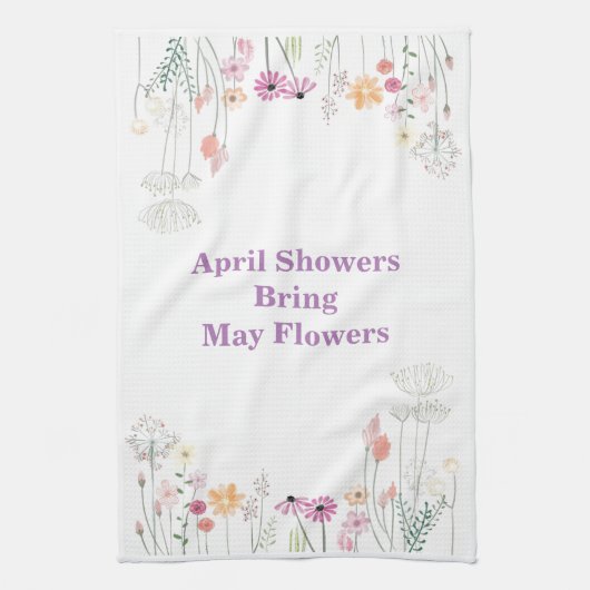 April douches brengen mei bloemen keukenhanddoek (Verticaal)