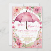 April douches brengen mei bloemen roze paraplu kaart (Voorkant)