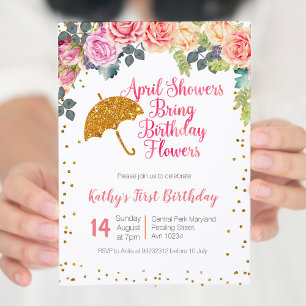 April douches brengen verjaardagsbloemen kaart