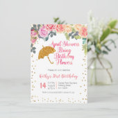 April douches brengen verjaardagsbloemen kaart (Staand voorkant)