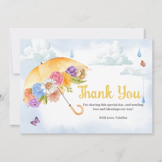 April Douches Bring May Flowers Baby shower Bedankkaart (Voorkant)