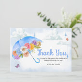 April Douches Bring May Flowers Baby shower Bedankkaart (Staand voorkant)