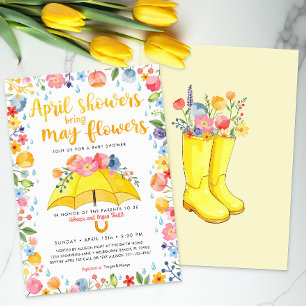 April Douches Bring May Flowers Baby shower Kaart