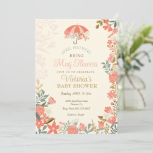 April Douches Bring May Flowers Spring Baby shower Kaart