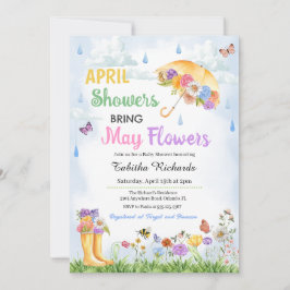 April Douches Bring May Flowers Spring Baby shower Kaart