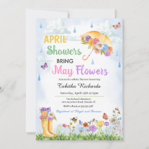 April Douches Bring May Flowers Spring Baby shower Kaart