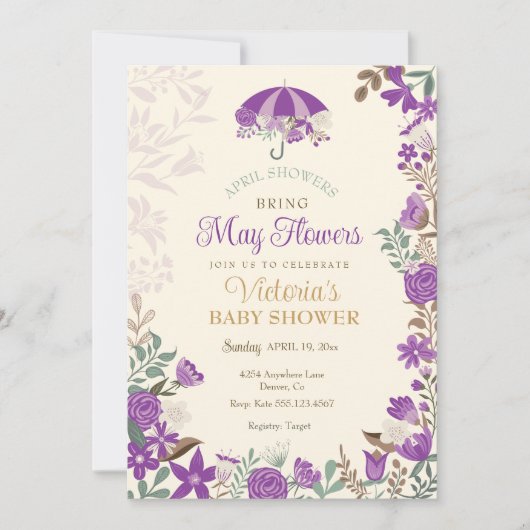 April Douches Bring May Flowers Spring Baby shower Kaart (Voorkant)