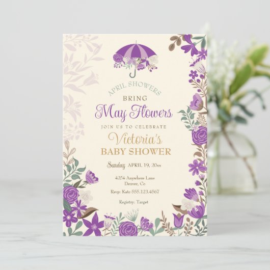 April Douches Bring May Flowers Spring Baby shower Kaart (Staand voorkant)