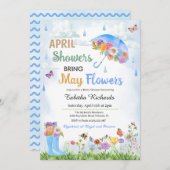 April Douches Bring May Flowers Spring Baby shower Kaart (Voorkant / Achterkant)