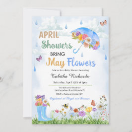 April Douches Bring May Flowers Spring Baby shower Kaart