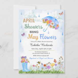 April Douches Bring May Flowers Spring Baby shower Kaart