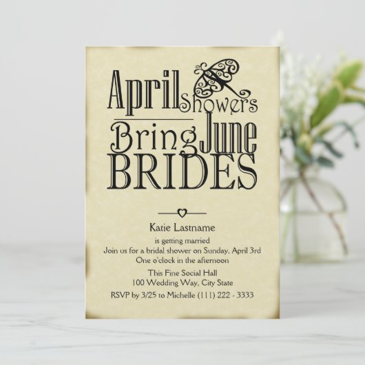 April Douches Juni Bruiden Kaart (Staand voorkant)