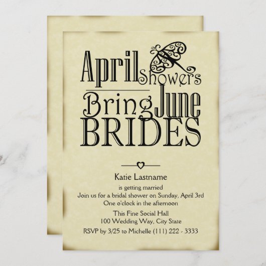 April Douches Juni Bruiden Kaart (Voorkant / Achterkant)