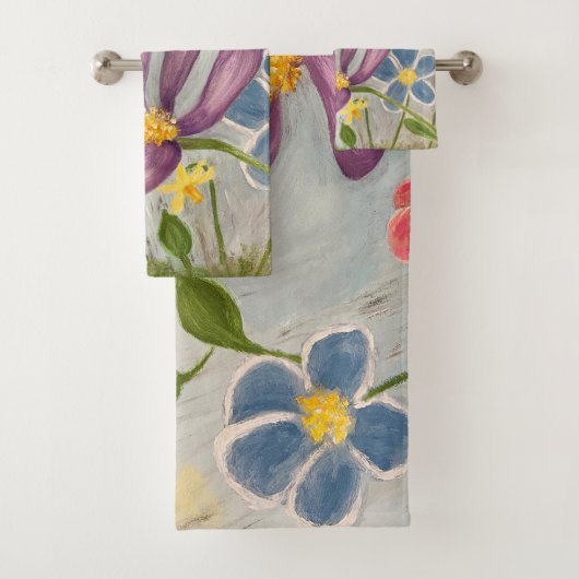 April Douches. Kleurrijke, Abstracte bloem Bad Handdoek (Insitu)