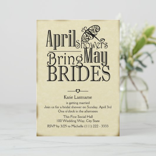 April douches mei bruiden kaart (Staand voorkant)