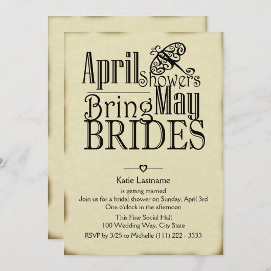 April douches mei bruiden kaart (Voorkant / Achterkant)