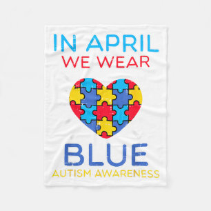 April dragen we Blauwe Hartpuzzel Autisme Bewustzi Fleece Deken