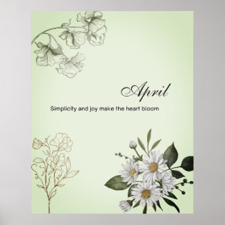April Eenvoudige Bloemenprint Poster