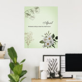 April Eenvoudige Bloemenprint Poster (Thuiskantoor)