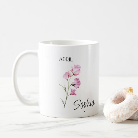 April Flower gepersonaliseerd Koffiemok (Met donut)