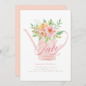 April Flowers Watering can Baby shower Invitation Kaart (Voorkant / Achterkant)