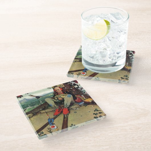 April Fool, 1945 Glazen Onderzetter (Schuin)