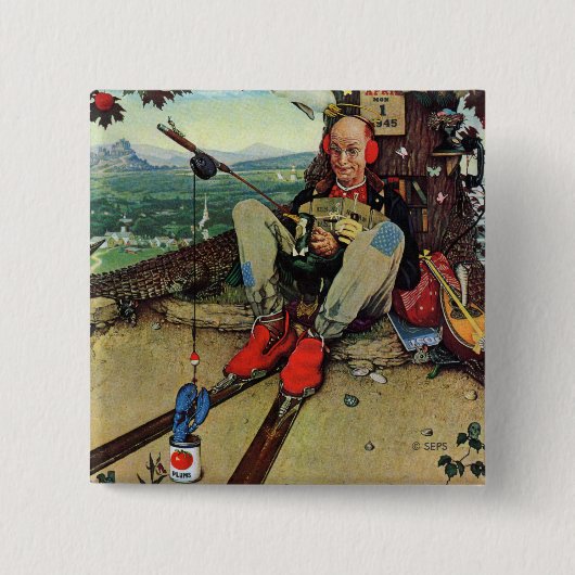 April Fool, 1945 Vierkante Button 5,1 Cm (Voorkant)