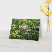 April Fool-Butterfly op Lila schuurkaartje Kaart (Gele Bloem)