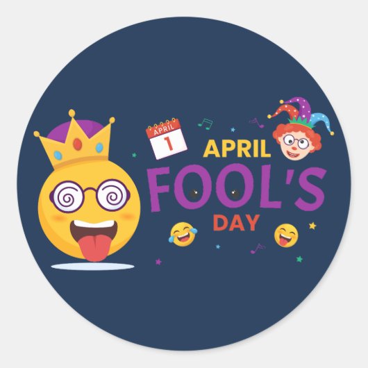 April Fool Day Ronde Sticker (Voorkant)
