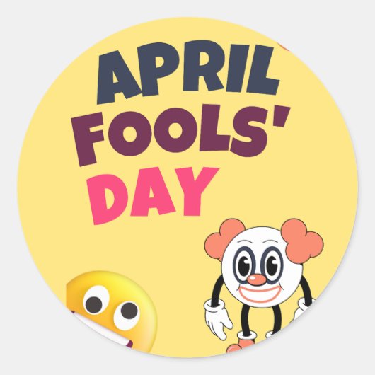 April Fool Day Ronde Sticker (Voorkant)
