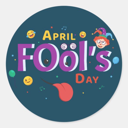April Fool Day Ronde Sticker (Voorkant)