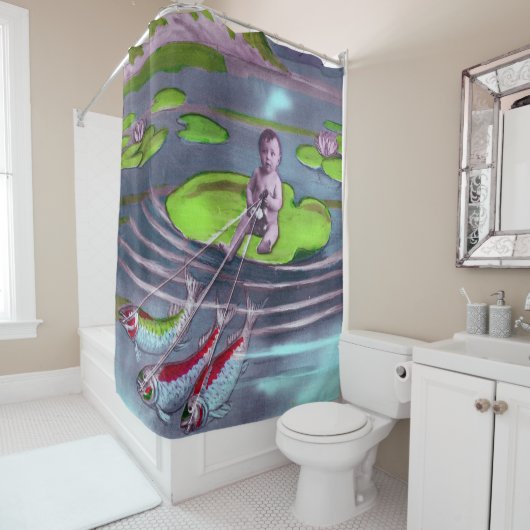 April Fool  Frans Briefkaart Douchegordijn (In situ)