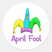 April Fool Ronde Sticker (Voorkant)