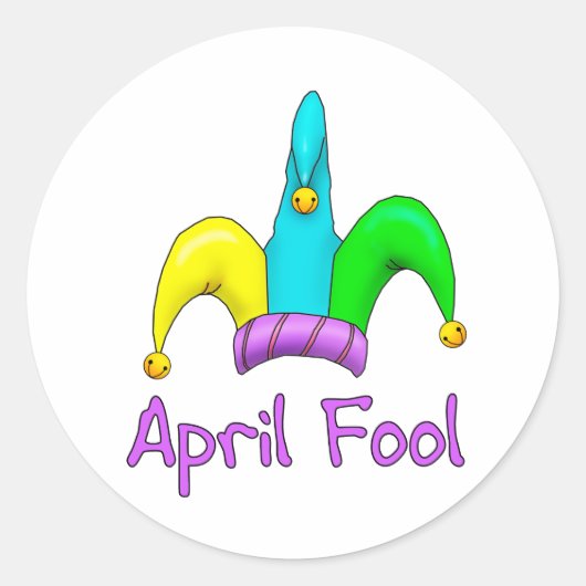 April Fool Ronde Sticker (Voorkant)