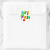 April Fools Dag, Grappig Kleurrijk Ronde Sticker (Tas)