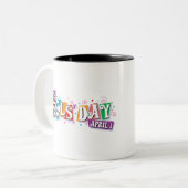 april-fools-dag tweekleurige koffiemok (Voorkant links)