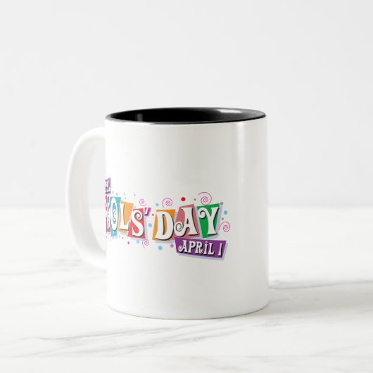 april-fools-dag tweekleurige koffiemok (Voorkant links)