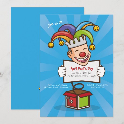 April Fool's Day Birthday Party Kaart (Voorkant / Achterkant)