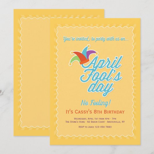 April Fool's Day Birthday Party Kaart (Voorkant / Achterkant)