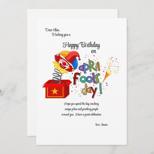 April Fools Day Card (Voorkant / Achterkant)