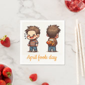 April Fools Day Fishing Boys Paper Napkins Servet (Insitu)