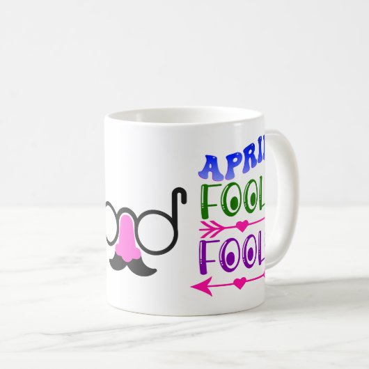 April Fool's Day Fools Mustache & Glasses Koffiemok (Voorkant rechts)