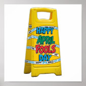 April fools day geel plastic teken poster (Voorkant)