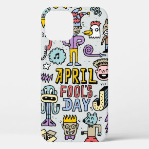 April fools day grappige doodle kleurrijke set 1. Case-Mate iPhone case