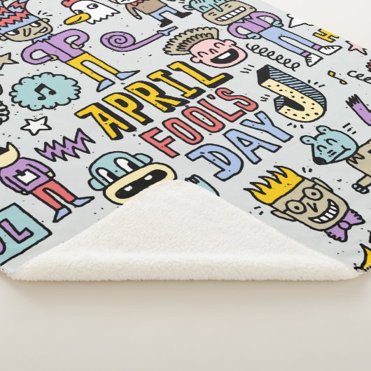 April fools day grappige doodle kleurrijke set 1. sherpa deken (3/4)