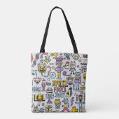 April fools day grappige doodle kleurrijke set 1. tote bag (Achterkant)